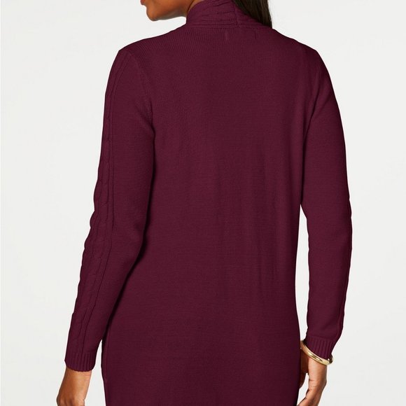 Karen Scott Cable Knit Open Front Cardigan - Picture 2 of 5